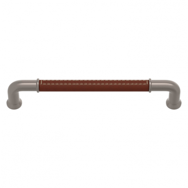 Turnstyle Designs Cabinet handles - Chestnut leather / Satin nickel - Model RF1910
