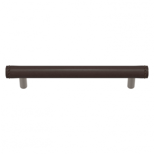 Møbelgreb - Turnstyle Designs - Chokoladefarvet læder / Satin nikkel - Model T1470