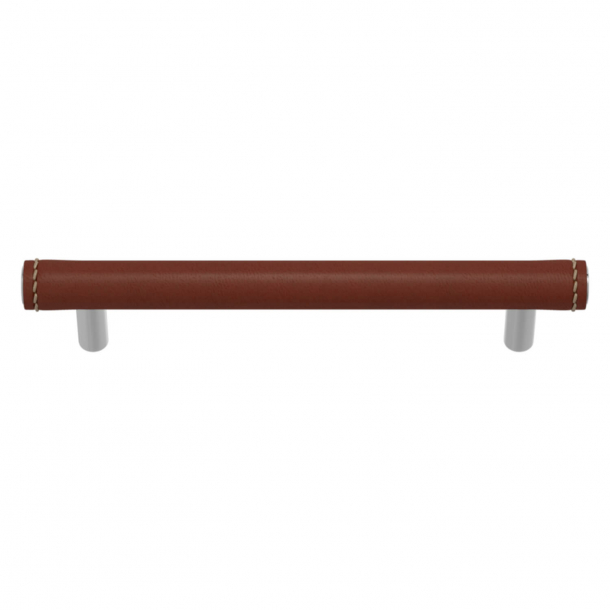 Turnstyle Designs Cabinet handles - Chestnut leather / Bright chrome - Model T1470