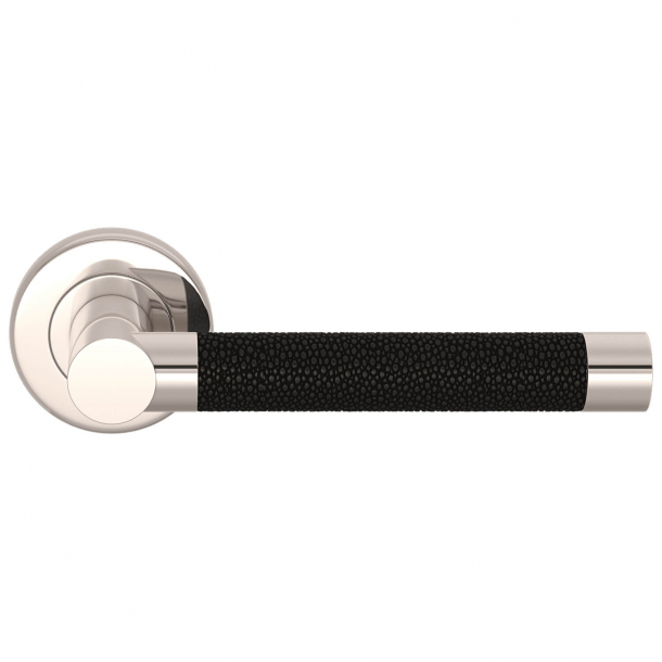 Door handle - Chestnut leather / Satin nickel - Model P1019