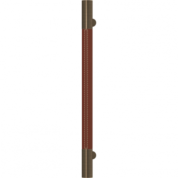 Pull handle - Chestnut leather / Antique brass - Turnstyle Design - Model R1075