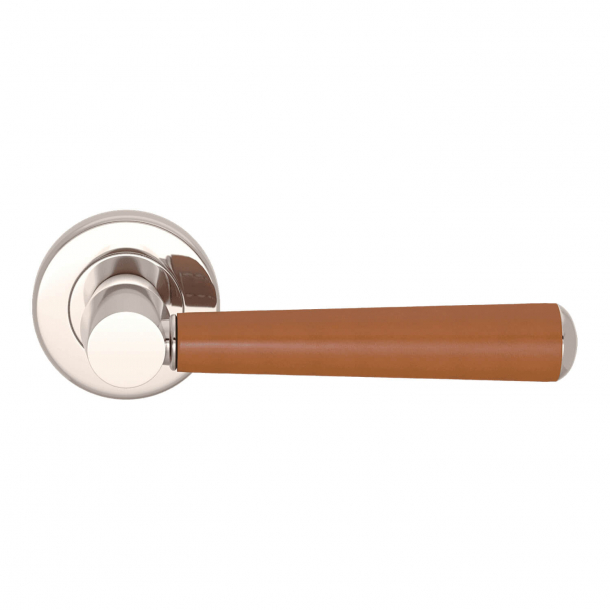 Door handle leather - Tan /  Polished nickel - Model C1000