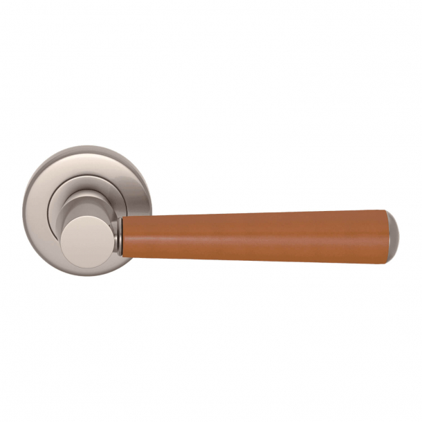 Door handle leather - Tan /  Satin nickel - Model C1000