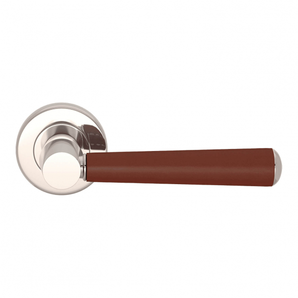 Door handle leather - Chestnut /  Polished nickel - Model C1000