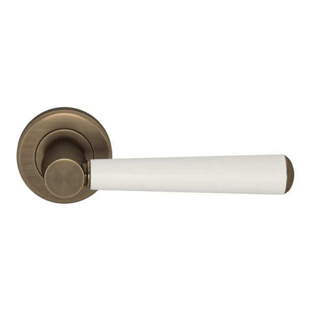 Turnstyle Design Door handle - White leather / Antique brass - Model C1000