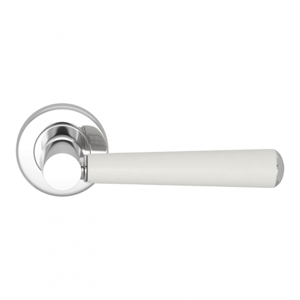 Turnstyle Design Door handle - White leather /  Bright chrome - Model C1000