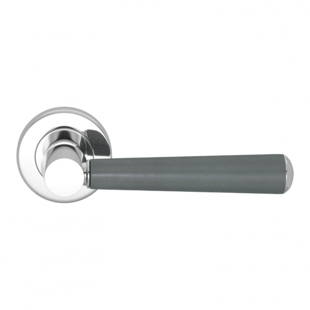 Turnstyle Design Door handle - Slate gray leather /  Bright chrome - Model C1000