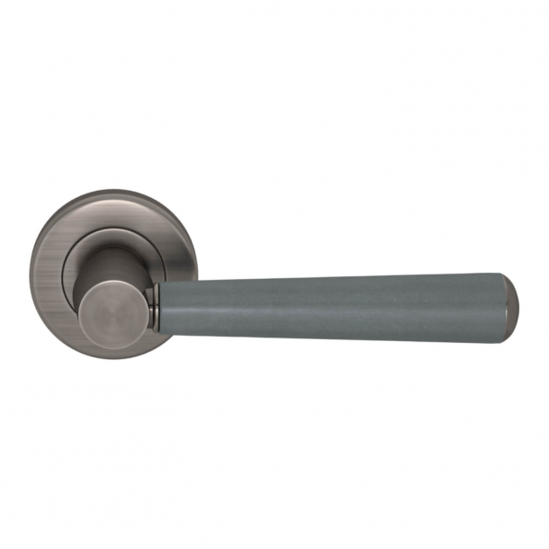 Turnstyle Design Door handle - Slate gray leather / Vintage nickel - Model C1000