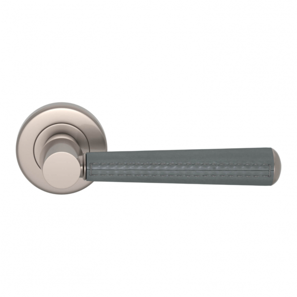 Turnstyle Design Door Handle - Slate gray leather / Satin nickel -  Model C1012