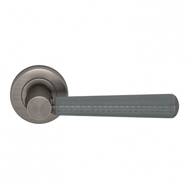 Turnstyle Design Door Handle - Slate gray leather / Vintage nickel - Model C1012