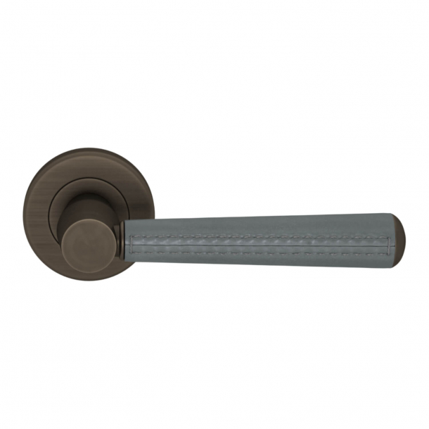 Turnstyle Design Door Handle - Slate gray leather / Vintage patina - Model C1012