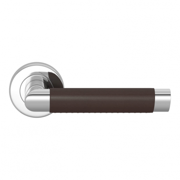 Turnstyle Design Dørgreb - Chokoladefarvet læder / Blank krom - Model C1013