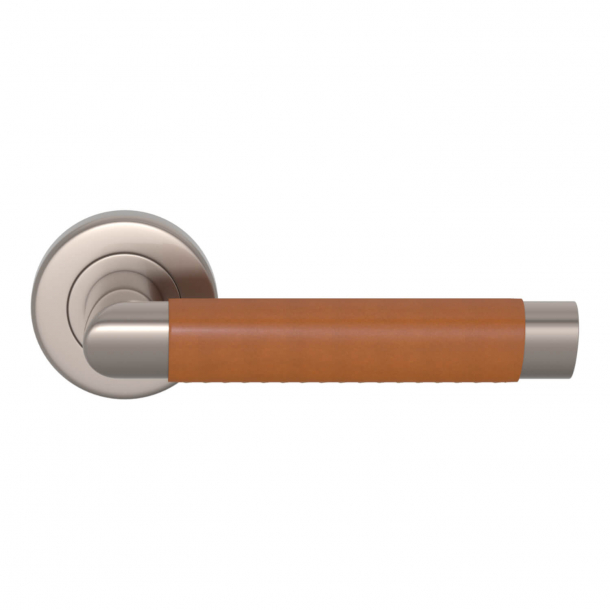 Dørgreb - Turnstyle Designs - Solbrunt Læder / Satin nikkel - Model C1013
