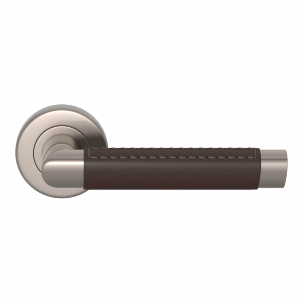 Dørgreb - Turnstyle Designs - Chokoladefarvet Læder / Satin nikkel - Model C1414