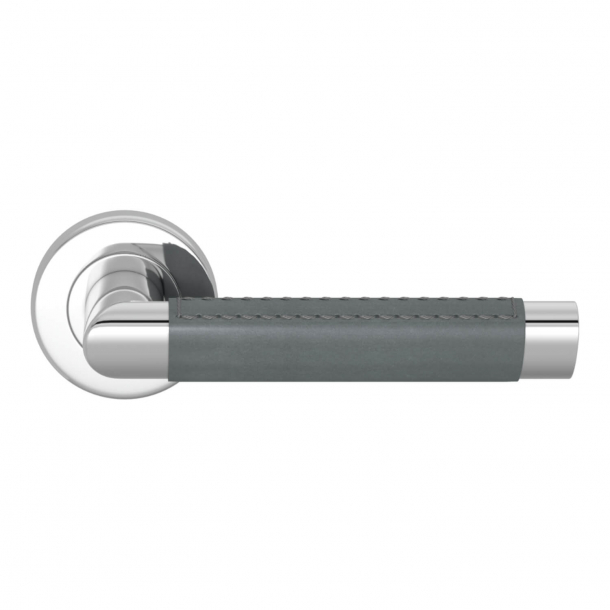 Turnstyle Design Door handle - Slate gray leather / Bright chrome - Model C1414