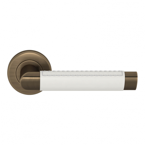 Turnstyle Design Door handle - White leather / Antique brass - Model C1414