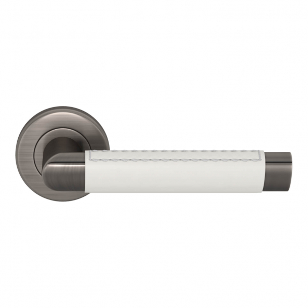 Turnstyle Design Door handle - White leather / Vintage nickel - Model C1414