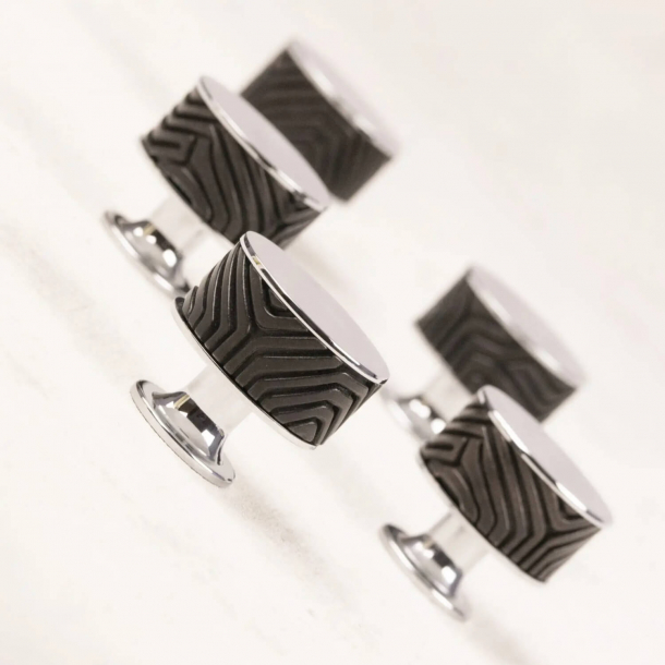 Mbelknop - Turnstyle Designs - Sort bronze Amalfine / Blank krom - Model B9322