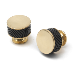 Mbelknop - Sort bronze / Poleret messing - Labyrinth - Model b9322