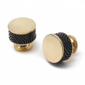 Mbelknop - Sort bronze / Poleret messing - Labyrinth - Model b9322