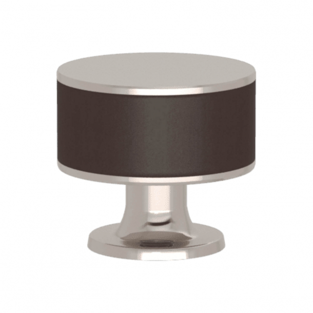Turnstyle Designs Cabinet knob - Chocolate leather / Polished nickel - Model R5065