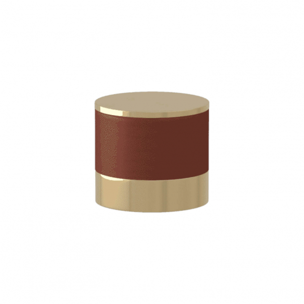 Turnstyle Designs Cabinet knob - Chestnut leather / Polished brass - Model R9202
