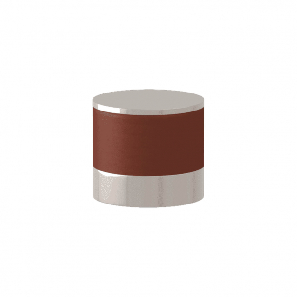 Turnstyle Designs Cabinet knob - Chestnut leather / Polished nickel - Model R9202