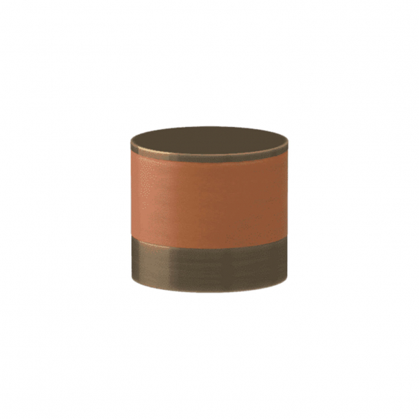 Turnstyle Designs Cabinet knob - Tan leather / Antique brass - Model R9202