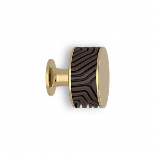 Cabinet knob - Cocoa / Polished brass - Labyrinth - Model b9322