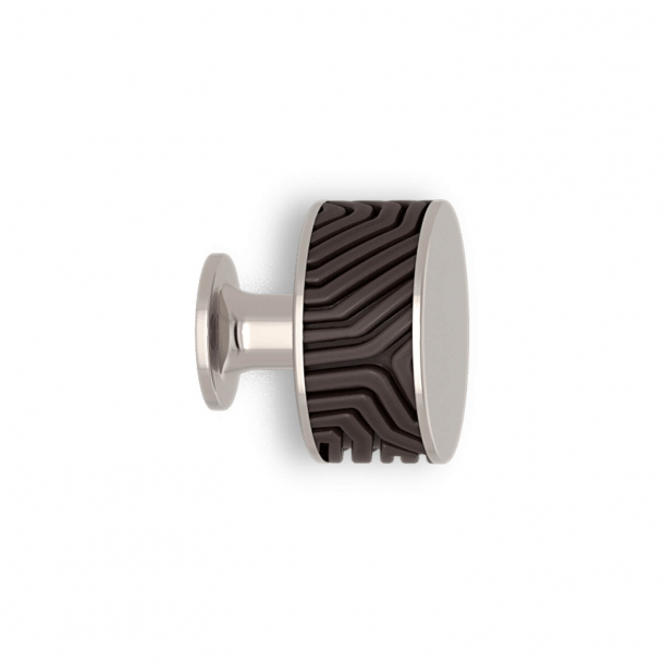 Cabinet knob - Cocoa / Polished nickel - Labyrinth - Model b9322