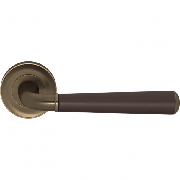 Klamka do drzwi - Turnstyle Design - Skóra czekolada / antyczny mosi&#261;dz -Model CF2987
