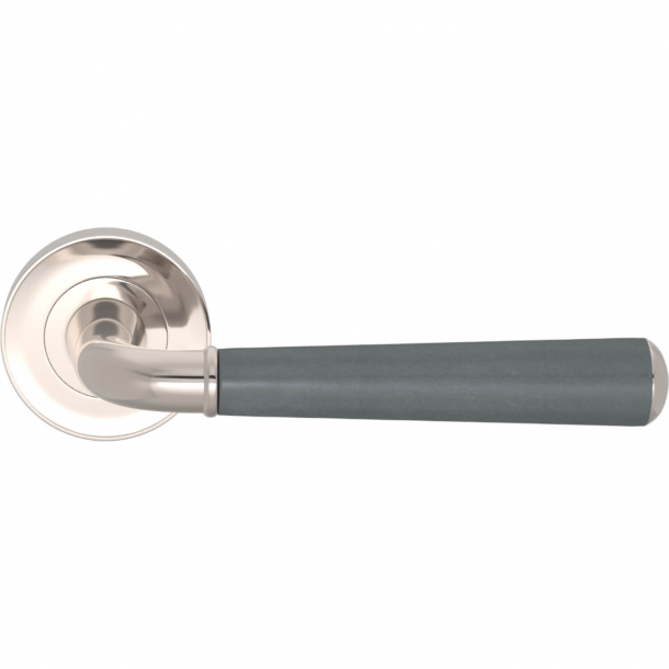 Turnstyle Design Door Handles - Slate gray leather / Polished nickel - Model CF2987