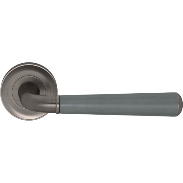 Turnstyle Design Door Handles - Slate grey leather / Vintage nickel - Model CF2987