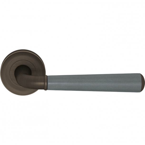 Turnstyle Design Door Handles - Slate grey leather / Vintage patina - Model CF2987