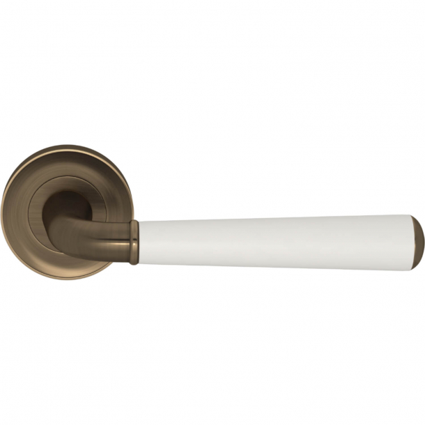Turnstyle Design Door Handles - White leather / Antique brass - Model CF2987