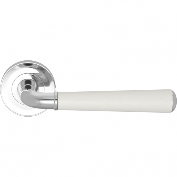 Turnstyle Design Door Handles - White leather / Polished chrome - Model CF2987