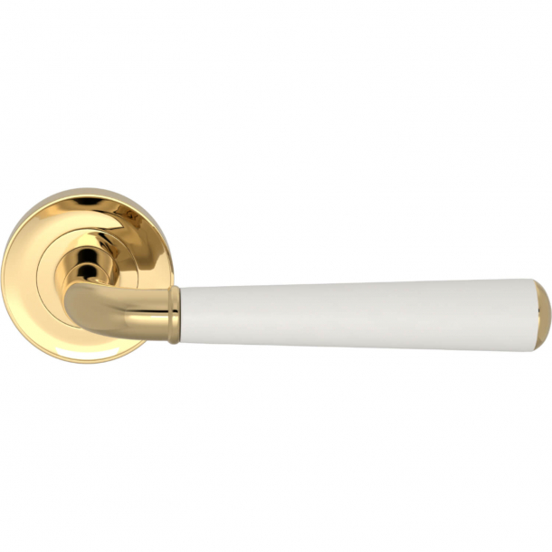 Turnstyle Design Door Handles - White leather / Polished brass - Model CF2987