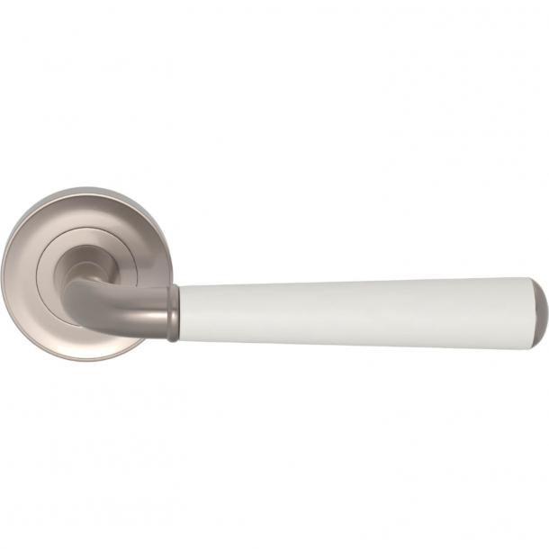 Turnstyle Design Door Handles - White leather / Satin nickel - Model CF2987