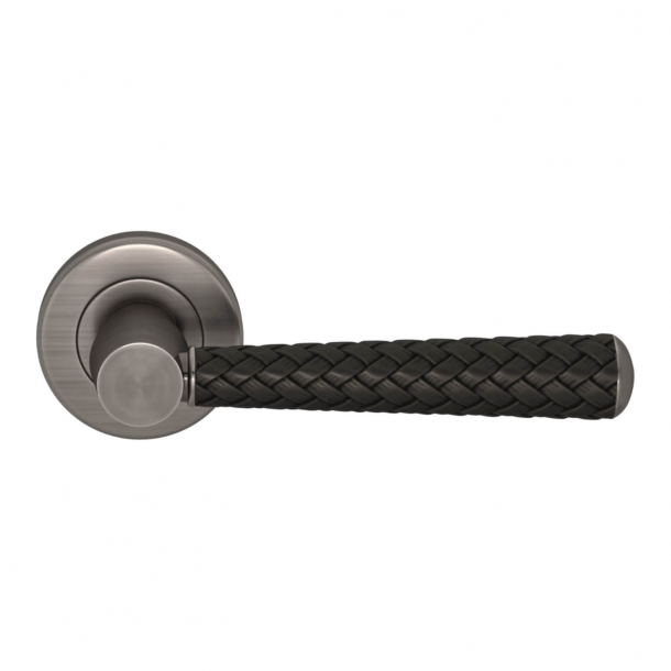 Turnstyle Design Door handle Amalfine - Black bronze / Vintage nickel - Model WOVEN