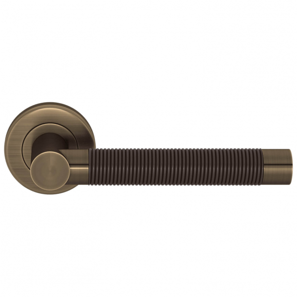 Turnstyle Design Door Handle - Amalfine - Cocoa / Antique brass - Model WIRE