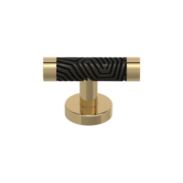 T-bar møbelgreb - Turnstyle Designs - Sort bronze Amalfine / Poleret messing - Model B9222