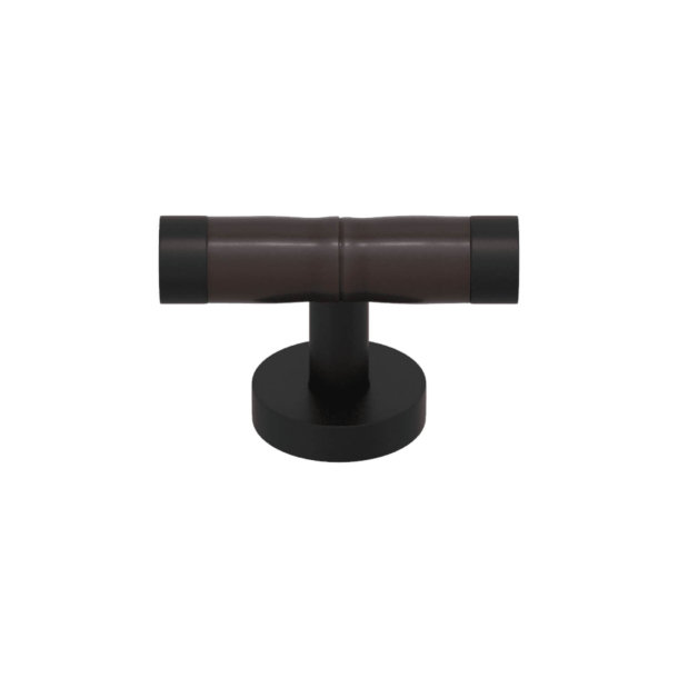 Turnstyle Designs T-bar Cabinet handle - Cocoa Amalfine / Matt Black Chrome - Model P1012