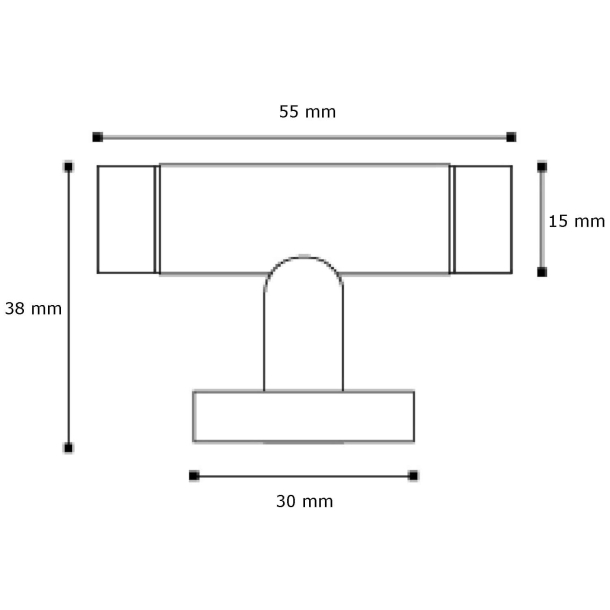 T-bar Mbelgreb - Turnstyle Designs - Sort Lder / Blank krom - Model R1026