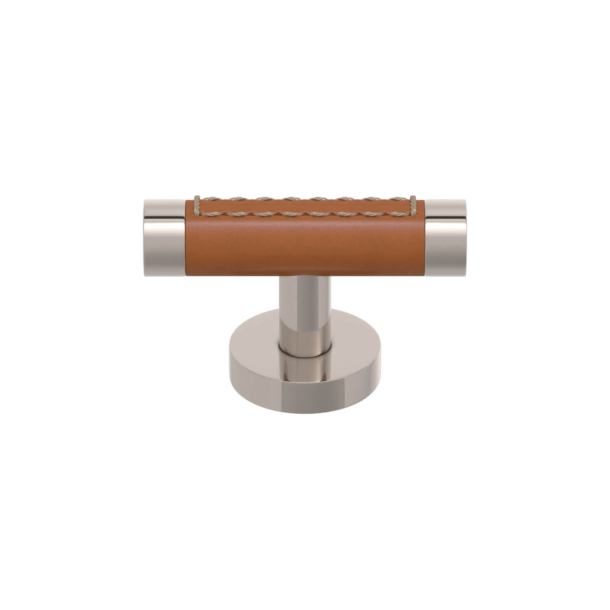 T-bar Mbelgreb - Turnstyle Designs - Cognacfarvet Lder / Poleret nikkel - Model R1026