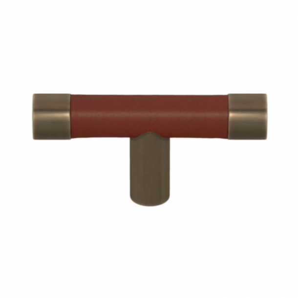 Turnstyle Design T-bar - Kastanjefarvet læder / Antik messing - Model R1198