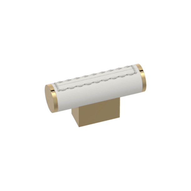 Turnstyle Designs T-bar - White leather / Polished brass - Model R4150