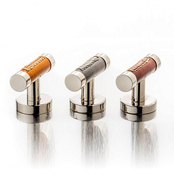 T-bar Mbelgreb - Turnstyle Designs - Sort Lder / Blank krom - Model R1026