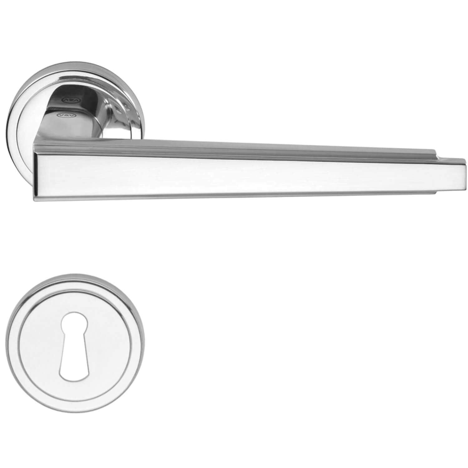 Türgriff - Innen - Rückplatte mit Schlüsselloch - Nickel poliert - MEDICI -  Chrom und Nickel Türgriffe - VillaHus