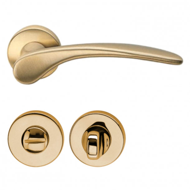 Door handle with privacy lock - Interior - Brushed Brass - Model H198 Mizar