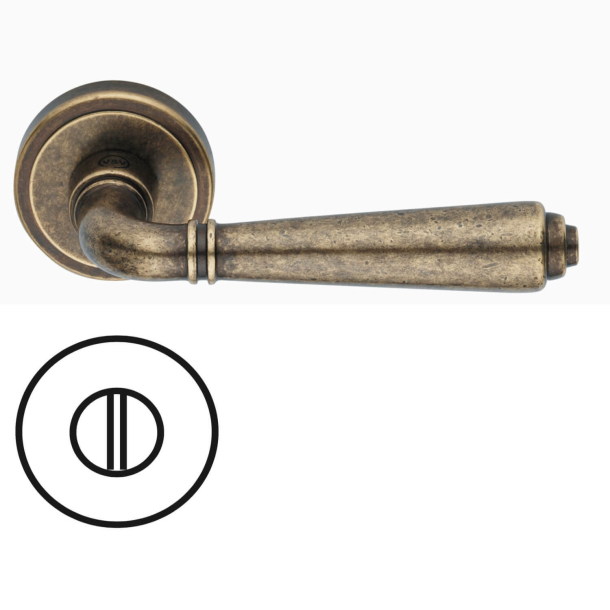 Door handle with privacy lock - Antique brass - Model Teseo